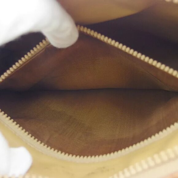 CELINE Clutch Bag Macadam Beige PVC ?~ Leather Authentic - Picture 8 of 9